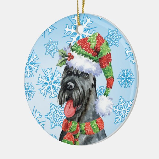 Weihnachtsriant Schnauzer Keramik Ornament (Links)