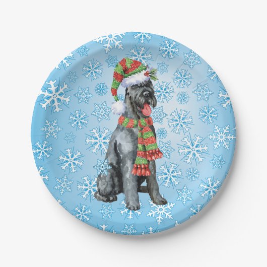 Weihnachtsriant Schnauzer Pappteller (Vorderseite)