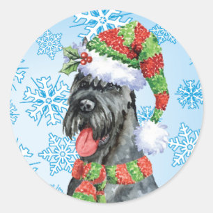 Weihnachtsriant Schnauzer Runder Aufkleber