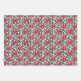 Weihnachtsribons und Berries auf Rosa Geschenkpapier Set