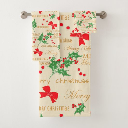Weihnachtsribons und Hollies Badhandtuch Set (Insitu)