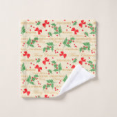 Weihnachtsribons und Hollies Badhandtuch Set (Waschlappen)
