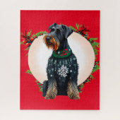 Weihnachtsriese Schnauzer in Ugly Sweater Puzzle (Vertikal)