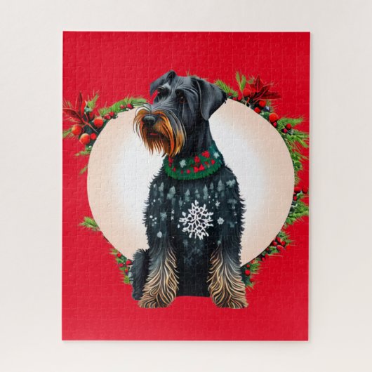 Weihnachtsriese Schnauzer in Ugly Sweater Puzzle (Vertikal)