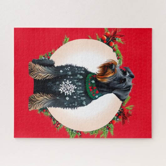 Weihnachtsriese Schnauzer in Ugly Sweater Puzzle (Horizontal)