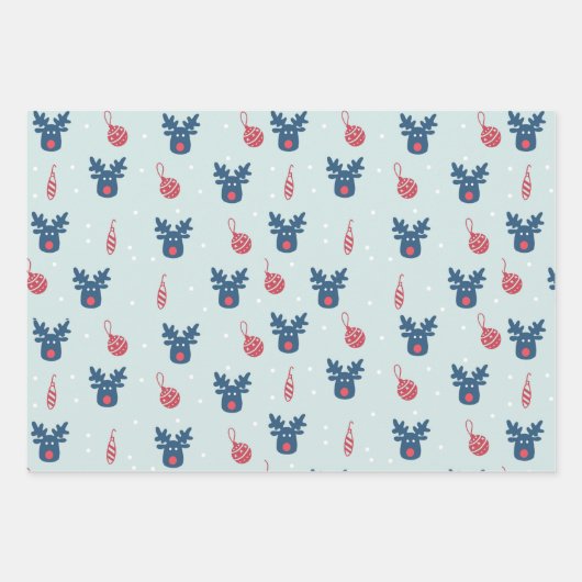 Weihnachtsrinder Geschenkpapier Set (Vorderseite)