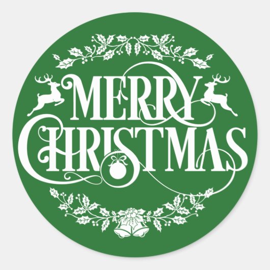 Weihnachtsrinder Holiday Aufkleber Wortart (Vorderseite)