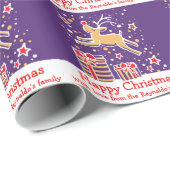 Weihnachtsrinder in der schneebedeckten lila Ferie Geschenkpapier (Rolleneckpunkt)