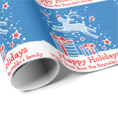 Weihnachtsrinder in der schneeblauen Ferienpackung Geschenkpapier (Rolleneckpunkt)