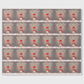 Weihnachtsrinder in der Schneefräse Geschenkpapier (Flach)