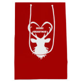 Weihnachtsrinder in Rot Mittlere Geschenktüte (Rückseite)