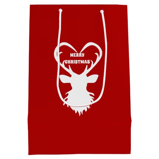 Weihnachtsrinder in Rot Mittlere Geschenktüte (Rückseite)