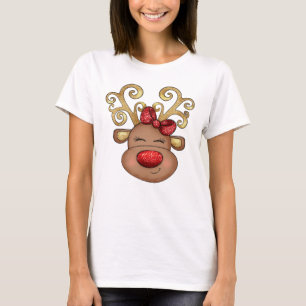 Weihnachtsrinder mit rotem Glitzer T-Shirt