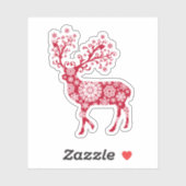 Weihnachtsrinder mit Schneeflocken Aufkleber (Blatt)