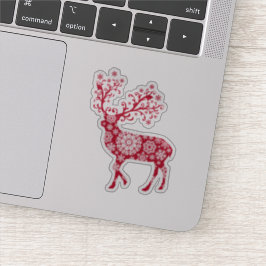 Weihnachtsrinder mit Schneeflocken Aufkleber