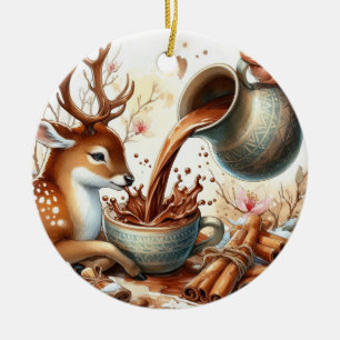 Weihnachtsrinder mit Schokolade Keramik Ornament