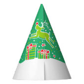 Weihnachtsrinder über Geschenke grün personalisier Partyhütchen (Rückseite)