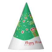 Weihnachtsrinder über Geschenke grün personalisier Partyhütchen (Links)