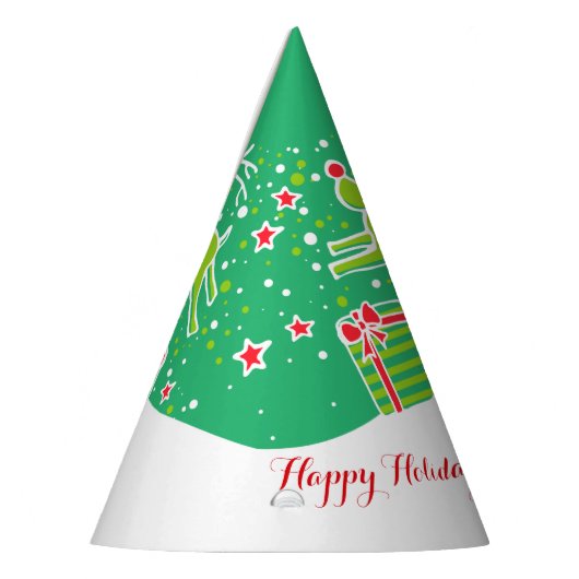 Weihnachtsrinder über Geschenke grün personalisier Partyhütchen (Links)