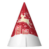 Weihnachtsrinder über Geschenke Roter Name Hut Partyhütchen (Rückseite)