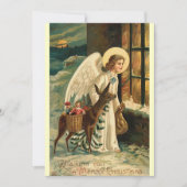 Weihnachtsrinder und Engel Mitteilungskarte (Vorderseite)