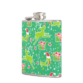 Weihnachtsrinder und Vogelgrünholzkolben Flachmann (Links)