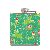 Weihnachtsrinder und Vogelgrünholzkolben Flachmann (Rückseite)