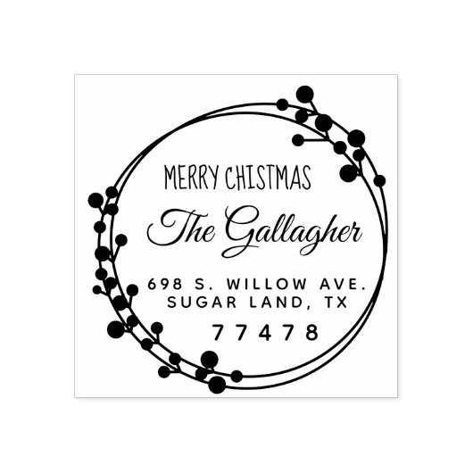 Weihnachtsring Frohe Weihnachtsfeier Rücksendeadre Gummistempel (Prägung)