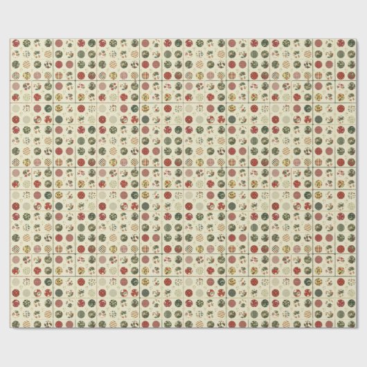 Weihnachtsringe und -punkte auf beigem Hintergrund Geschenkpapier (Flach)