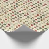 Weihnachtsringe und -punkte auf beigem Hintergrund Geschenkpapier (Ecke)