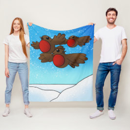 WeihnachtsRobin Birds Fleecedecke