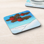 WeihnachtsRobin Birds Getränkeuntersetzer (Linke Seite)