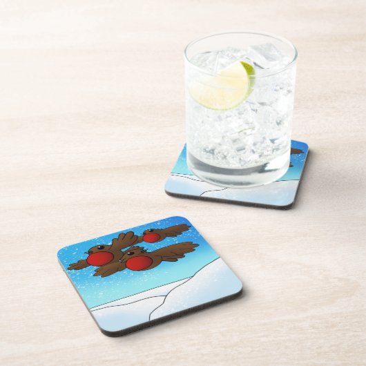 WeihnachtsRobin Birds Getränkeuntersetzer (Rechte Seite)
