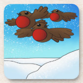 WeihnachtsRobin Birds Getränkeuntersetzer (Vorderseite)