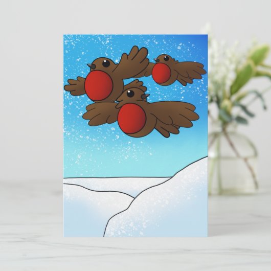 WeihnachtsRobin Birds Karte (Stehend Vorderseite)