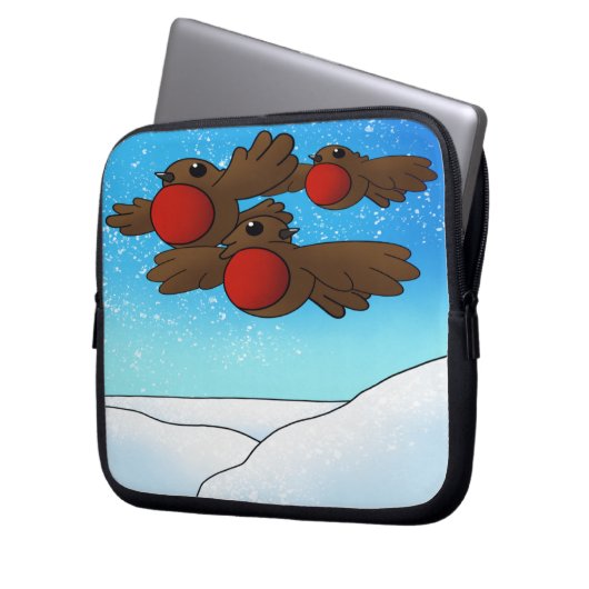 WeihnachtsRobin Birds Laptopschutzhülle (Vorderseite Links)