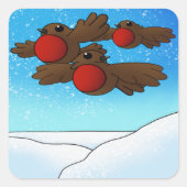 WeihnachtsRobin Birds Quadratischer Aufkleber (Vorderseite)