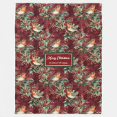 Weihnachtsrobin in Aquarellfarbe, tiefrot gedämpft Fleecedecke (Vorderseite)