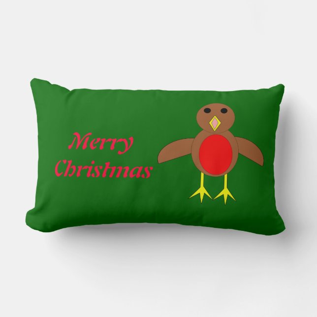 Weihnachtsrobin individualisierbares Kissen (Vorderseite)