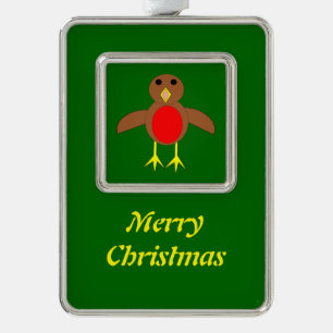 Weihnachtsrobin Maßgeschneiderte Ornamente Rahmen-Ornament Silber