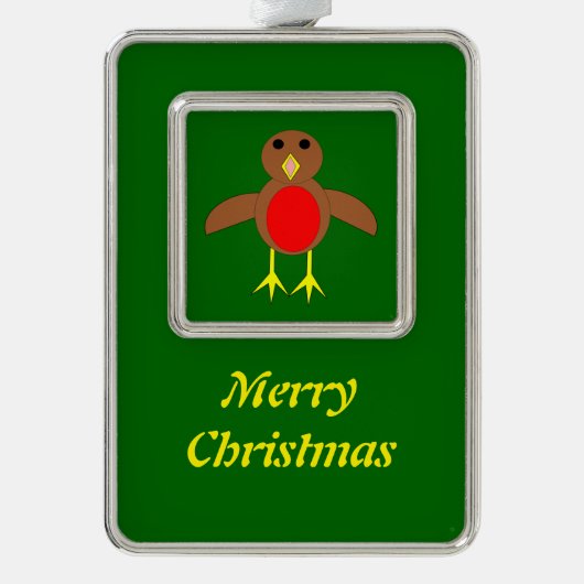 Weihnachtsrobin Maßgeschneiderte Ornamente Rahmen-Ornament Silber (Vorderseite)
