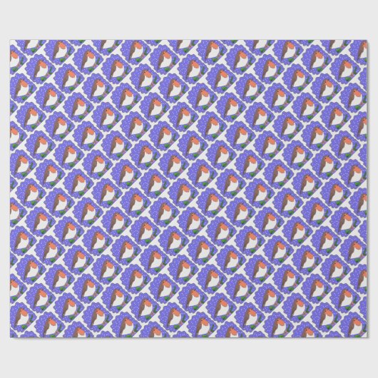 Weihnachtsrobin mit Schnee Geschenkpapier (Flach)