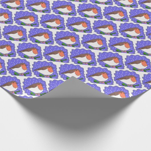 Weihnachtsrobin mit Schnee Geschenkpapier (Ecke)