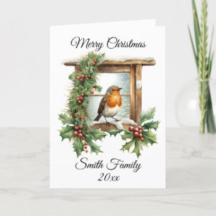 Weihnachtsrobin und Holcard Dankeskarte