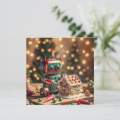Weihnachtsrobot-Grußkarte Feiertagskarte (Stehend Vorderseite)