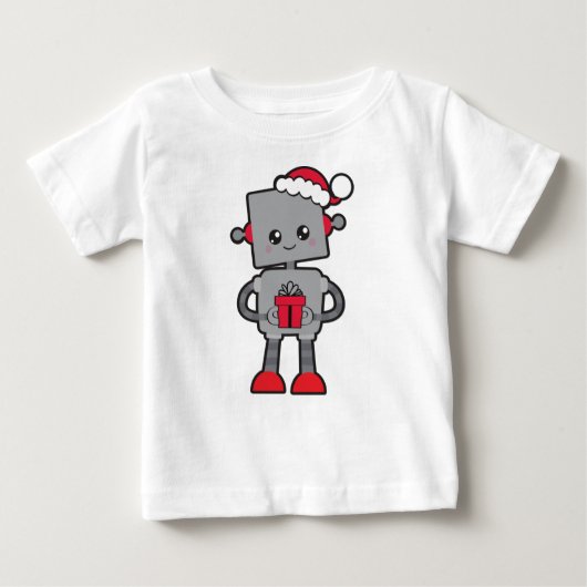Weihnachtsrobot, Niedlicher Roboter, Weihnachtsman Baby T-shirt (Vorderseite)