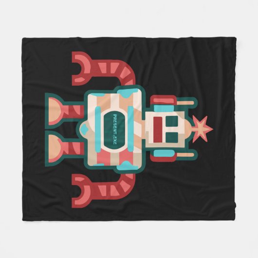Weihnachtsroboter Fleecedecke (Vorderseite (Horizontal))