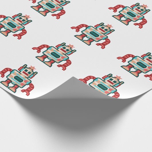 Weihnachtsroboter Geschenkpapier (Ecke)