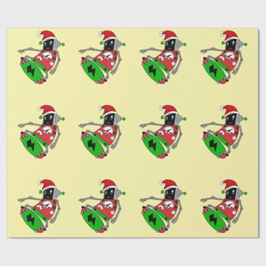 Weihnachtsroboter Geschenkpapier (Flach)