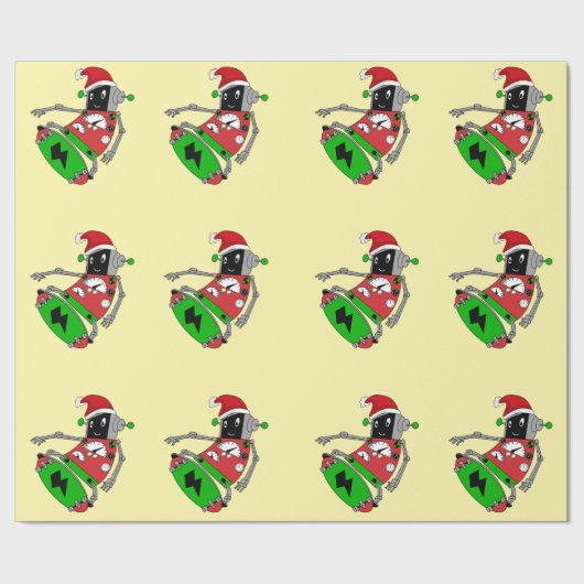 Weihnachtsroboter Geschenkpapier (Saum)